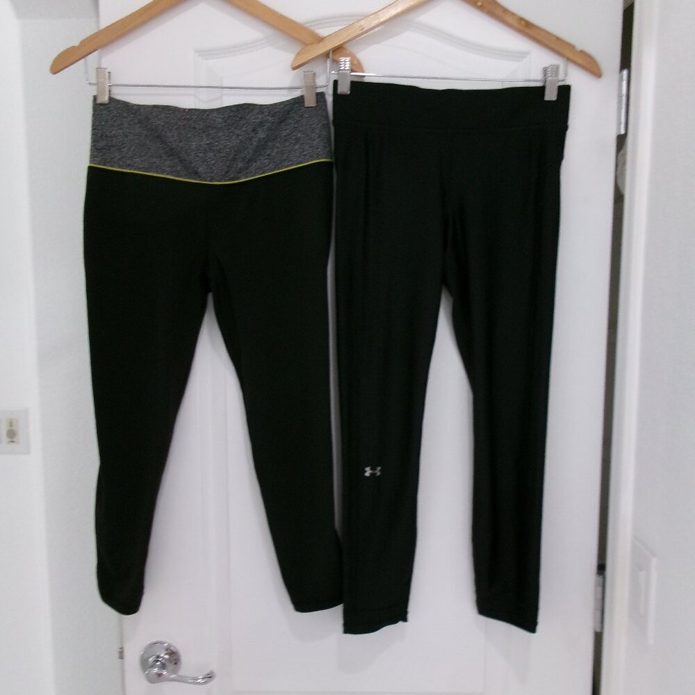 Lot 2 Pair Under Armour Heat Gear Compression Pants Victoria's Secret S Black